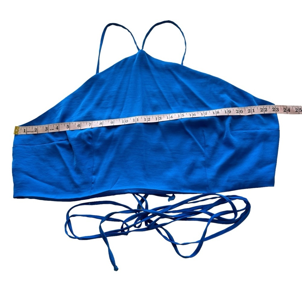 ELOQUII Bundle of 2 Satin Sheen Blue White Strappy Crop Top Plus Size 22 Tie - Picture 12 of 16